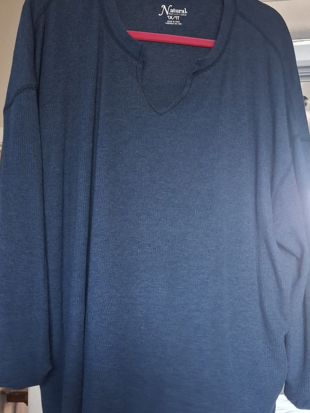 Natural Reflections Dark Teal Waffle Thermal Long Sleeve Top